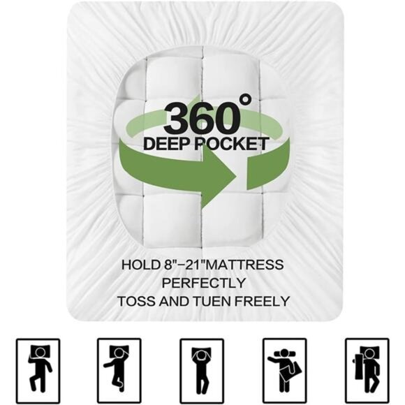 Premium Viscose Made from Bamboo Queen Size Mattress Topper for Back Pain - Picture 4 of 7